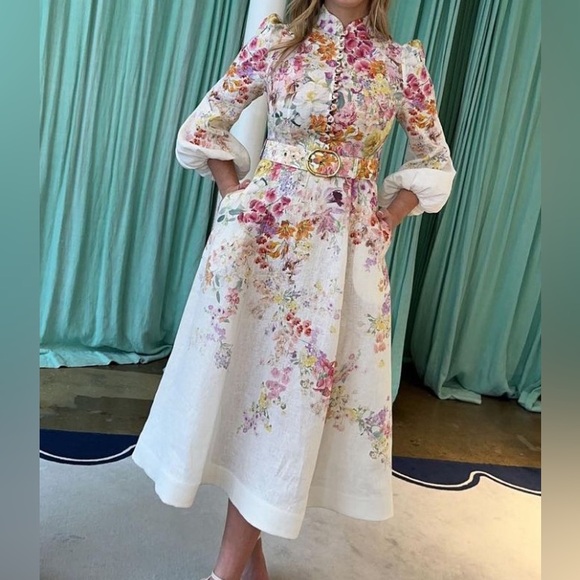 🌸AVAILABLE FOR RENT🌸 Zimmermann Natura Buttoned MIDI Dress - Picture 9 of 10